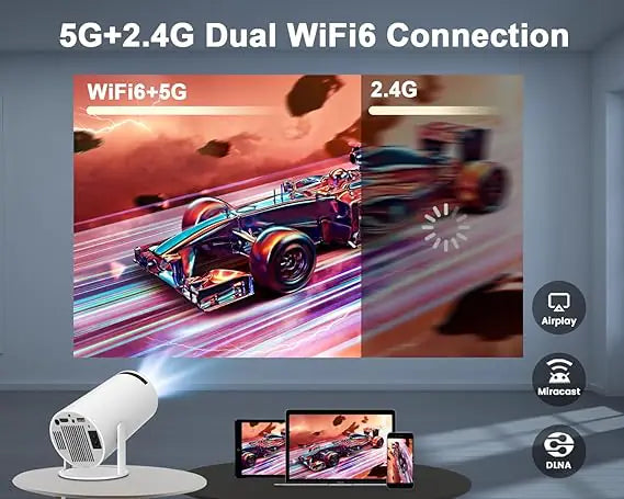 Compact 4K Smart Mini Projector with WiFi6 & BT 5.0