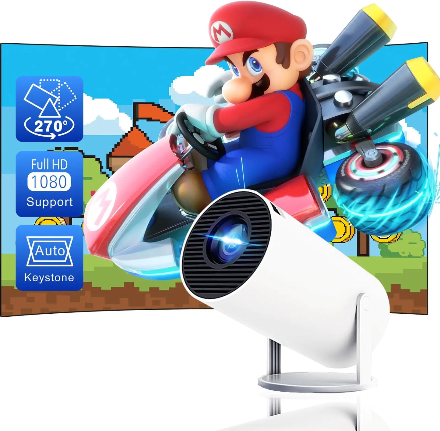 Compact 4K Smart Mini Projector with WiFi6 & BT 5.0